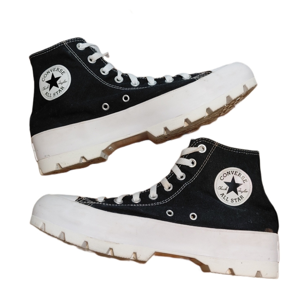 Converse All-Stars Blue Platform Lug Sole High Top Women's Sneakers sz 9